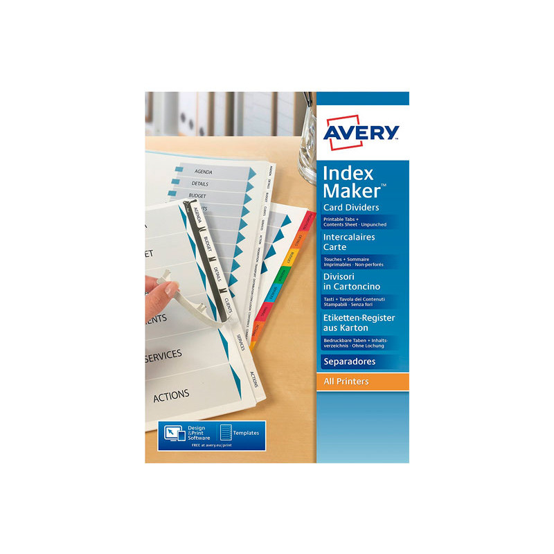 SEPARADORES SIN PERFORAR AVERY INDEX MAKER 6 POSICIONES