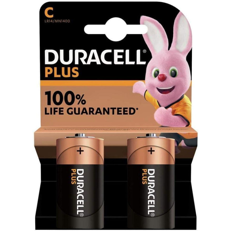 PACK 2 PILAS DURACELL ALCALINAS PLUS POWER C