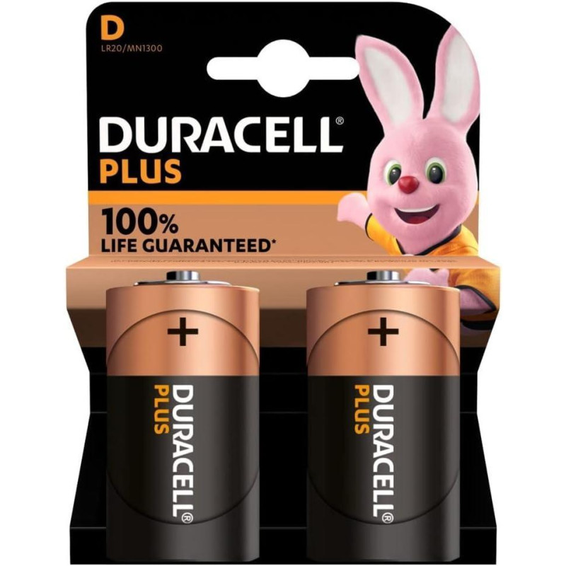 PACK 2 PILAS DURACELL ALCALINAS PLUS POWER D