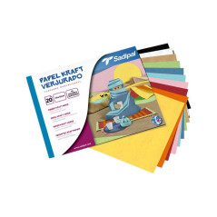 CUADERNO 20h PAPELES KRAFT VERJURADOS SADIPAL 32x24cm