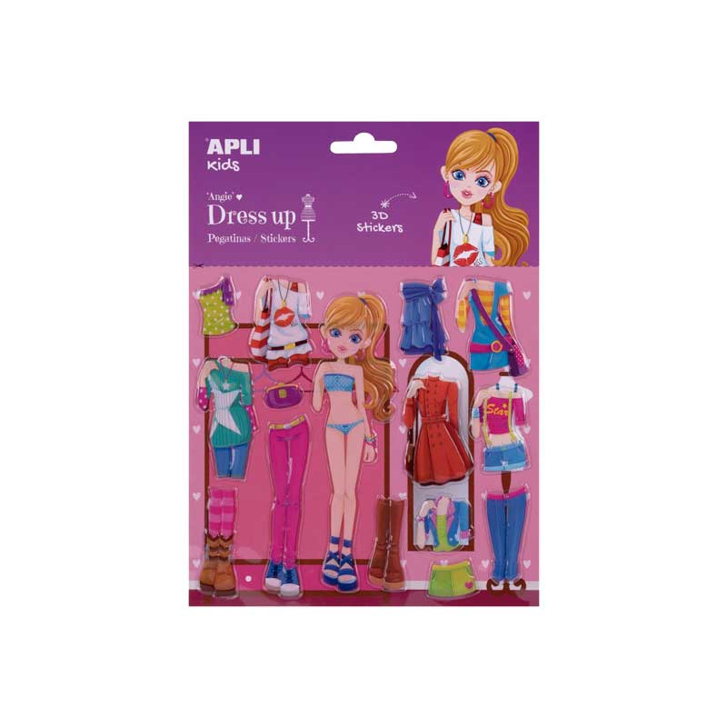 BLÍSTER PEGATINAS 3D APLI KIDS "DRESS UP: ANGIE"