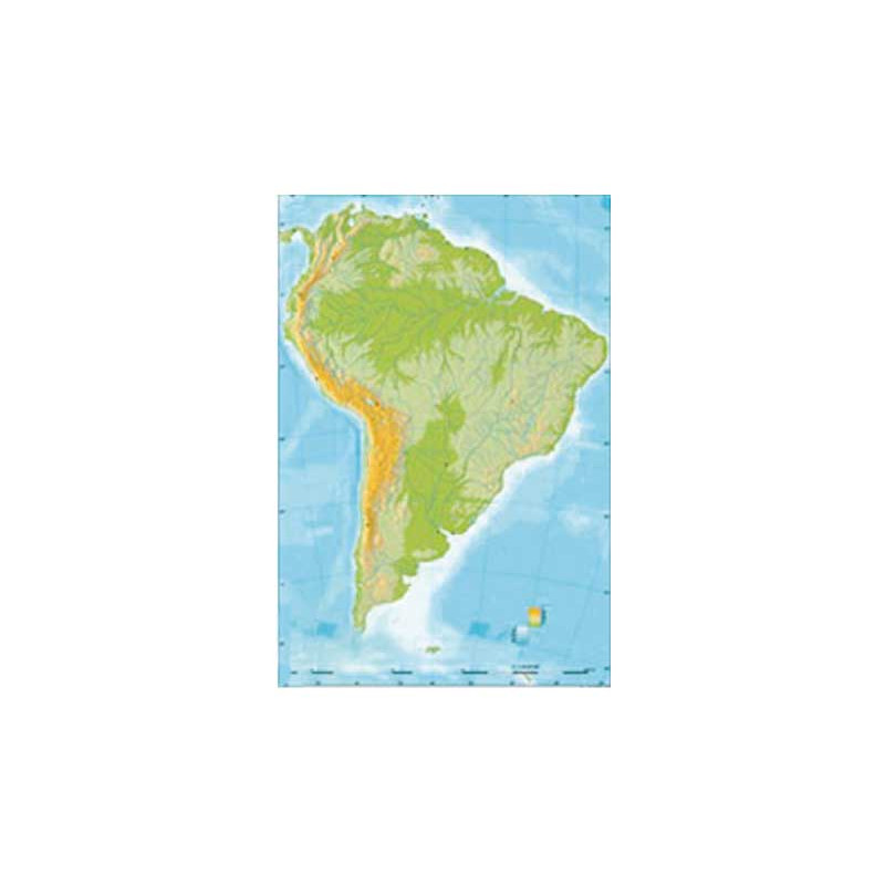 PACK 50 MAPAS MUDOS EN COLOR "FÍSICO: AMÉRICA DEL SUR"