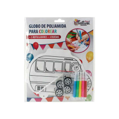 BOLSA 4 GLOBOS POLIAMIDA PARA COLOREAR "COCHES"