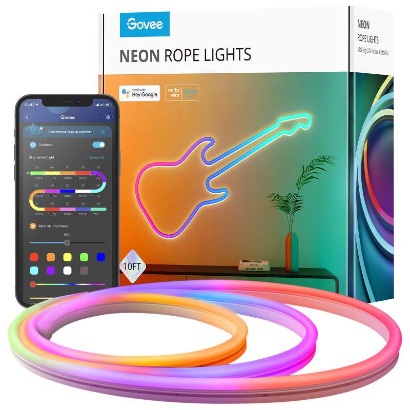 NEON LED STRIP LIGHT TIRA DE LUZ INTELIGENTE TRANSPARENTE WI-FI/BLUETOOTH