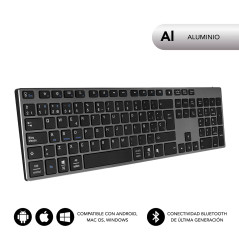 TECLADO WIRELESS BLUETOOTH ALUMINIO ADVANCE EXTENDED GREY