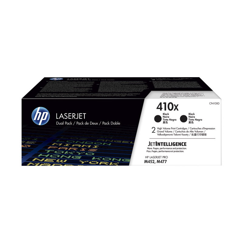 PACK DE 2 CARTUCHOS DE TÓNER ORIGINAL LASERJET HP 410X DE ALTA CAPACIDAD