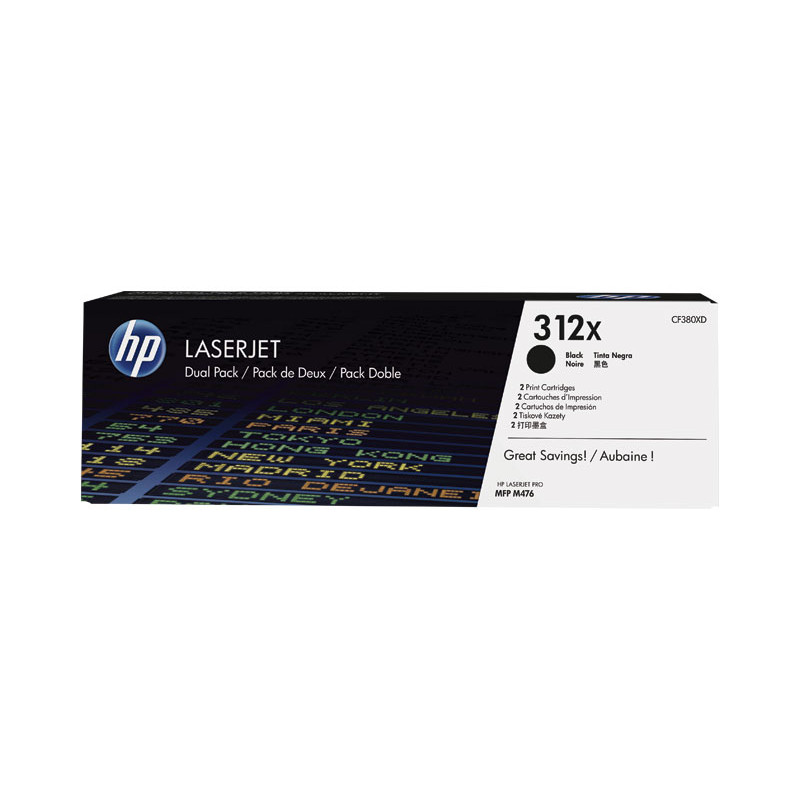 PACK DE AHORRO DE 2 CARTUCHOS DE TÓNER ORIGINAL LASERJET HP 312X DE ALTA CAPACIDAD