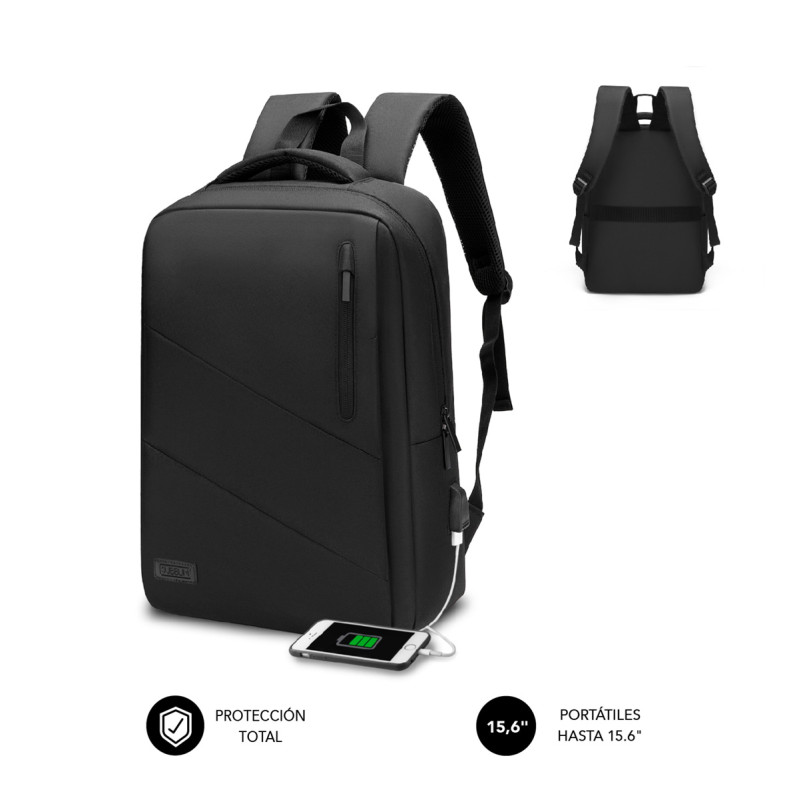 CITY BACKPACK MOCHILA PARA PORTÁTIL 15.6\", POLIÉSTER OXFORD, NEGRA