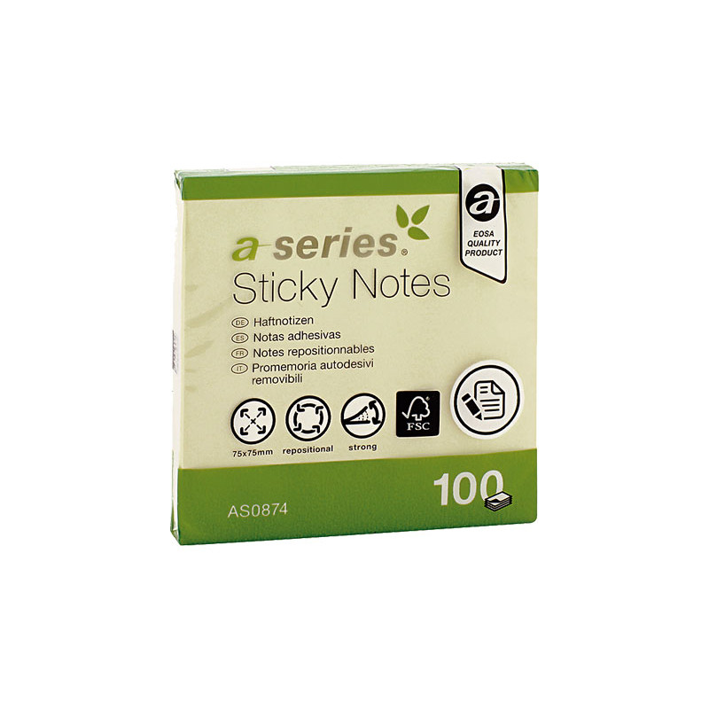 BLOC DE NOTAS A-SERIES REPOSICIONABLES 75x75mm