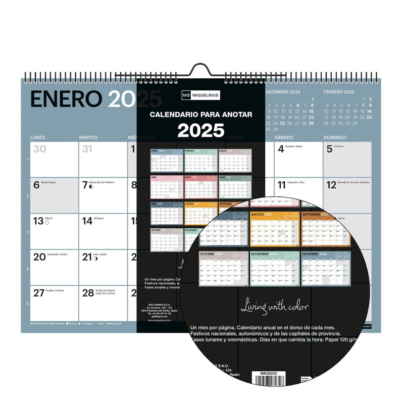 CALENDARIO DE PARED 2025 MIQUELRIUS "CHROMAT" CASTELLANO