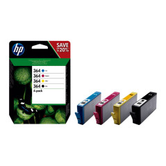 PACK DE AHORRO DE 4 CARTUCHOS DE TINTA ORIGINAL HP 364 NEGRO/CIAN/MAGENTA/AMARILLO