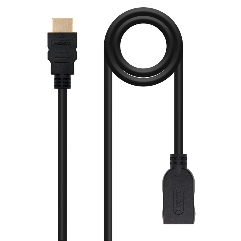 CABLE HDMI 2.0 PROLONGADOR A/M-A/H, NEGRO, 1 M