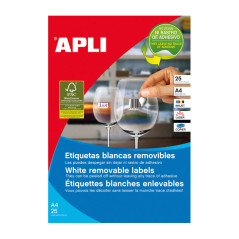 CAJA 25H ETIQUETAS REMOVIBLES BLANCAS APLI 25,4 x 10 mm.