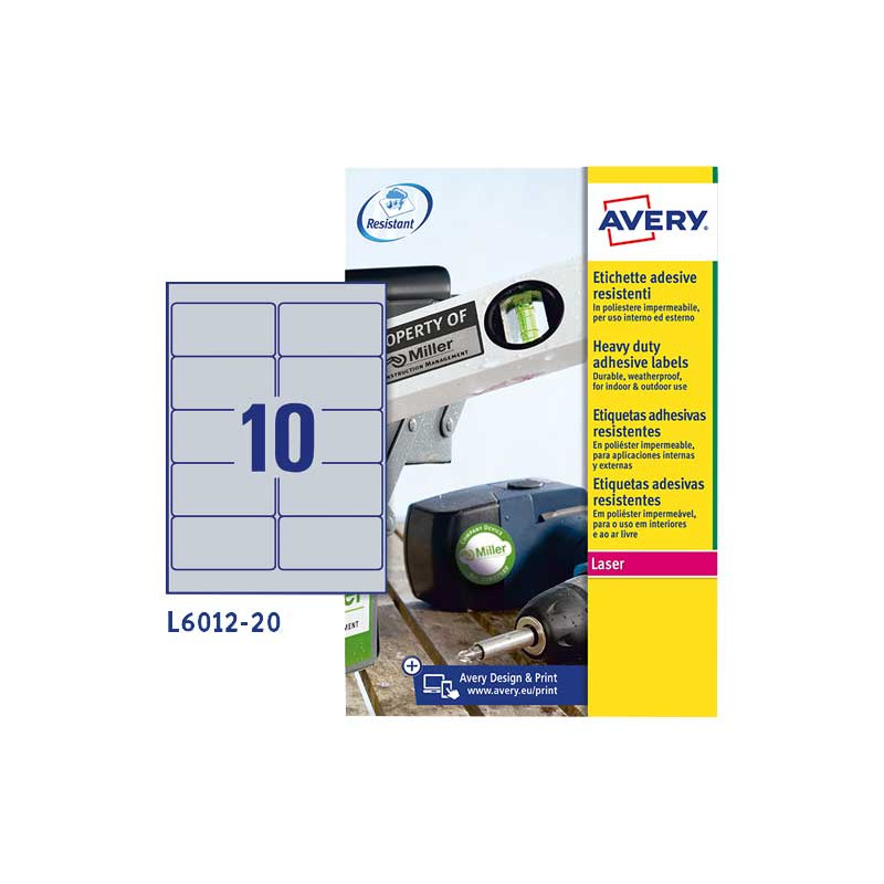 CAJA 20h ETIQUETAS AVERY INALTERABLES 96 x 50,8mm