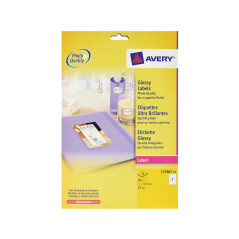 CAJA 25h ETIQUETAS AVERY PARA CD LÁSER GLOSSY Ø117 mm