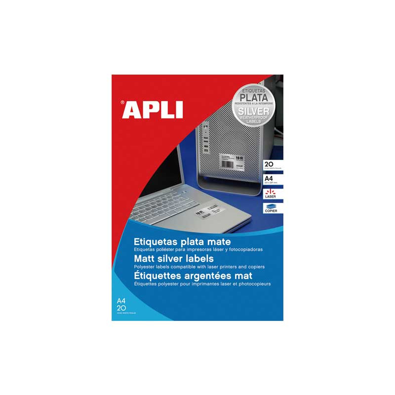 CAJA 20h ETIQUETAS APLI POLIÉSTER 45,7x21,2mm PARA EXTERIOR