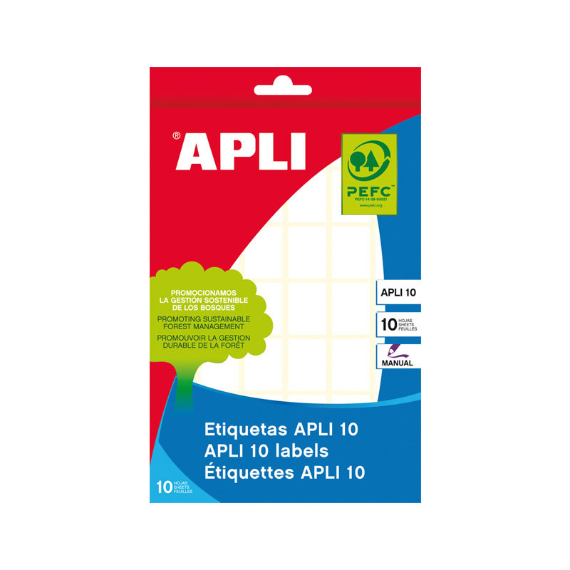 BLÍSTER 10h ETIQUETAS APLI 16x22mm BLÍSTER 10h ETIQUETAS APLI 16x22mm