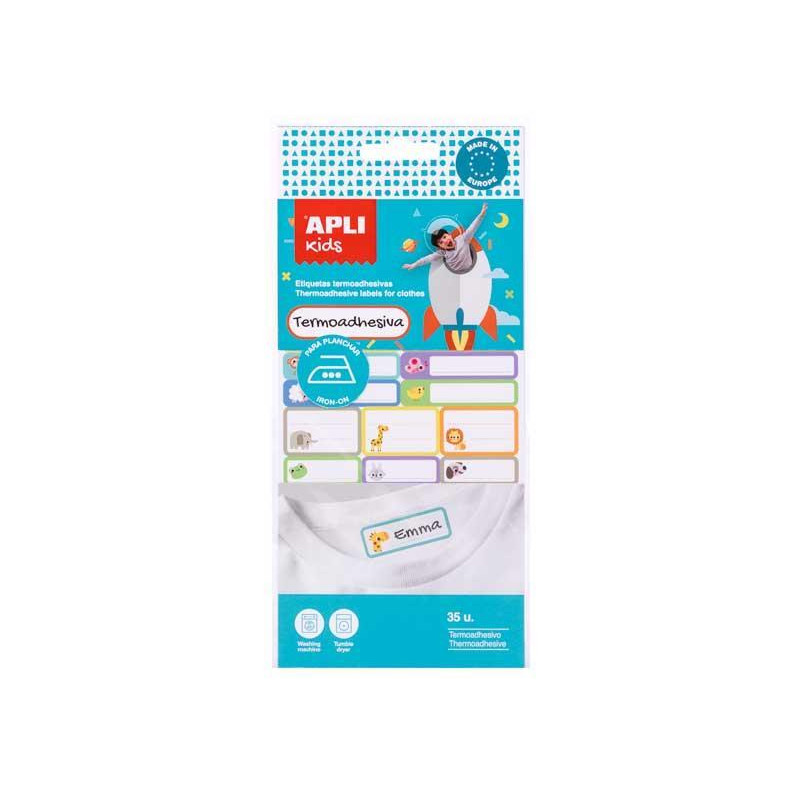 BLÍSTER 35 ETIQUETAS TEXTILES APLI KIDS TERMOADHESIVAS BLÍSTER 35 ETIQUETAS TEXTILES APLI KIDS TERMOADHESIVAS