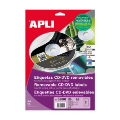 CAJA 25h ETIQUETAS APLI MULTIMEDIA Ø 114mm REMOVIBLE