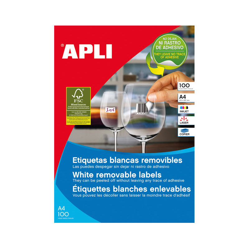 CAJA 100h ETIQUETAS APLI REMOVIBLES 48,5 x 16,9mm