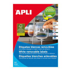 CAJA 100h ETIQUETAS APLI REMOVIBLES 210 x 297mm