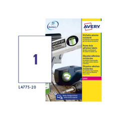 CAJA 20h ETIQUETAS POLIÉSTER AVERY 210x297mm