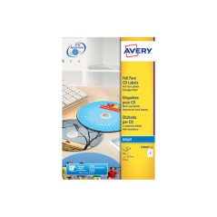 CAJA 25h ETIQUETAS AVERY PARA CD INKJET GLOSSY Ø117 mm