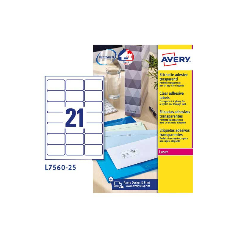 CAJA 25h ETIQUETAS AVERY QUICK PEEL™ 63,5 x 38,1mm