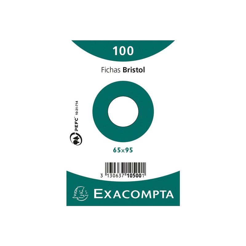 PACK 100 FICHAS EXACOMPTA LISAS 65x95mm