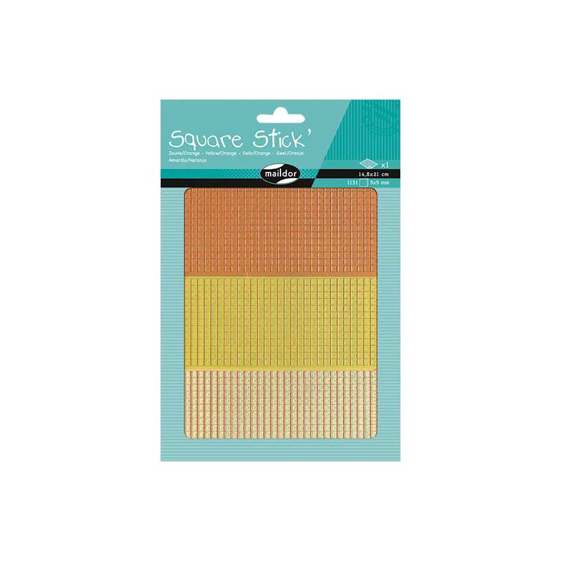 BLÍSTER 1h PEGATINAS MAILDOR SQUARE STICK` 0,5cm: AMARILLO-NARANJA