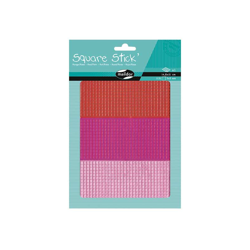 BLÍSTER 1h PEGATINAS MAILDOR SQUARE STICK` 0,5cm: ROJO-ROSA