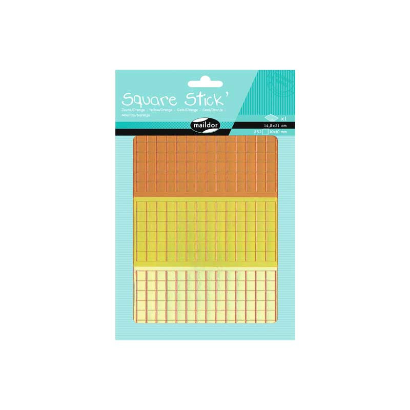 BLÍSTER 1h PEGATINAS MAILDOR SQUARE STICK` 1cm: AMARILLO-NARANJA