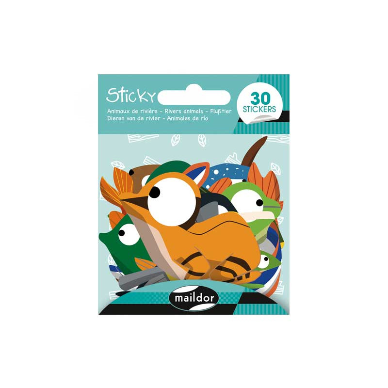 BLÍSTER 30 PEGATINAS STICKY MAILDOR "ANIMALES DE RÍO"