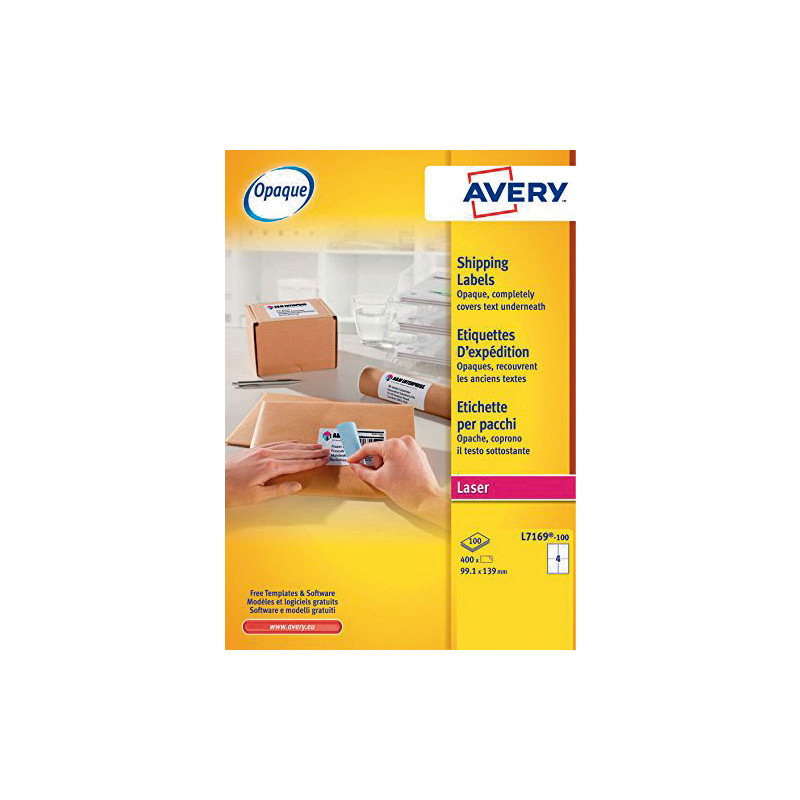 CAJA 100h ETIQUETAS AVERY ULTRAGRIP  PARA ENVÍOS 99,1 x 139mm