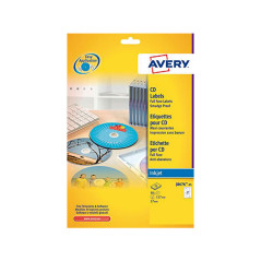 CAJA 25h ETIQUETAS AVERY PARA CD INKJET MATE Ø117 mm