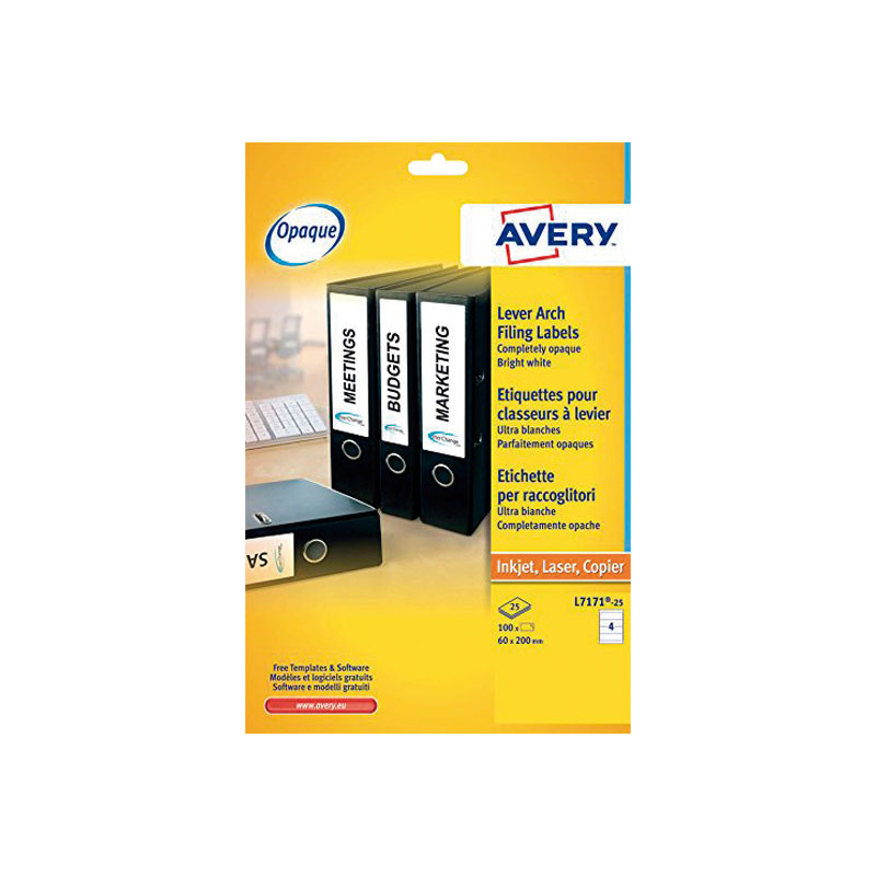 CAJA 25h ETIQUETAS AVERY PARA ARCHIVADORES