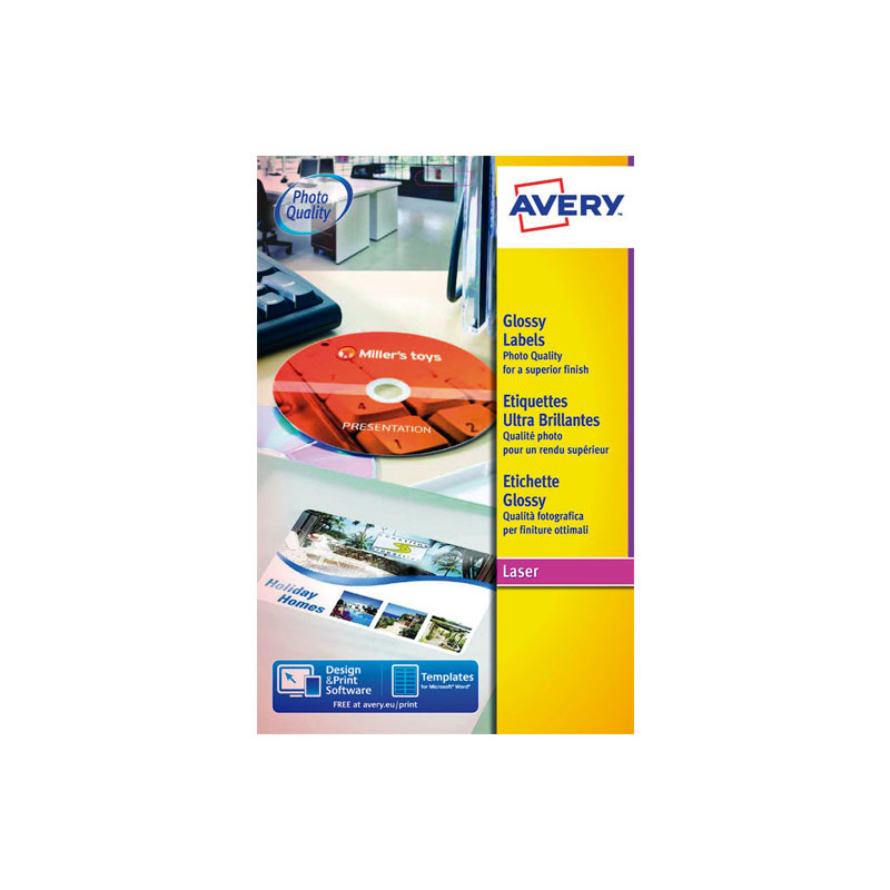 CAJA 40h ETIQUETAS AVERY GLOSSY