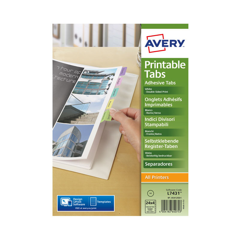 CAJA 4h PESTAÑAS AVERY ADHESIVAS