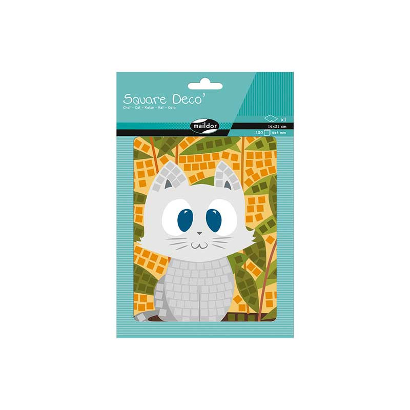 KIT MOSAICO ADHESIVO MAILDOR "SQUARE DECO: GATO"