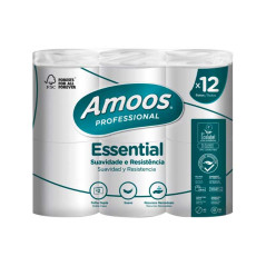 PACK 12 ROLLOS PAPEL HIGIÉNICO AMOOS ESSENTIAL 16m