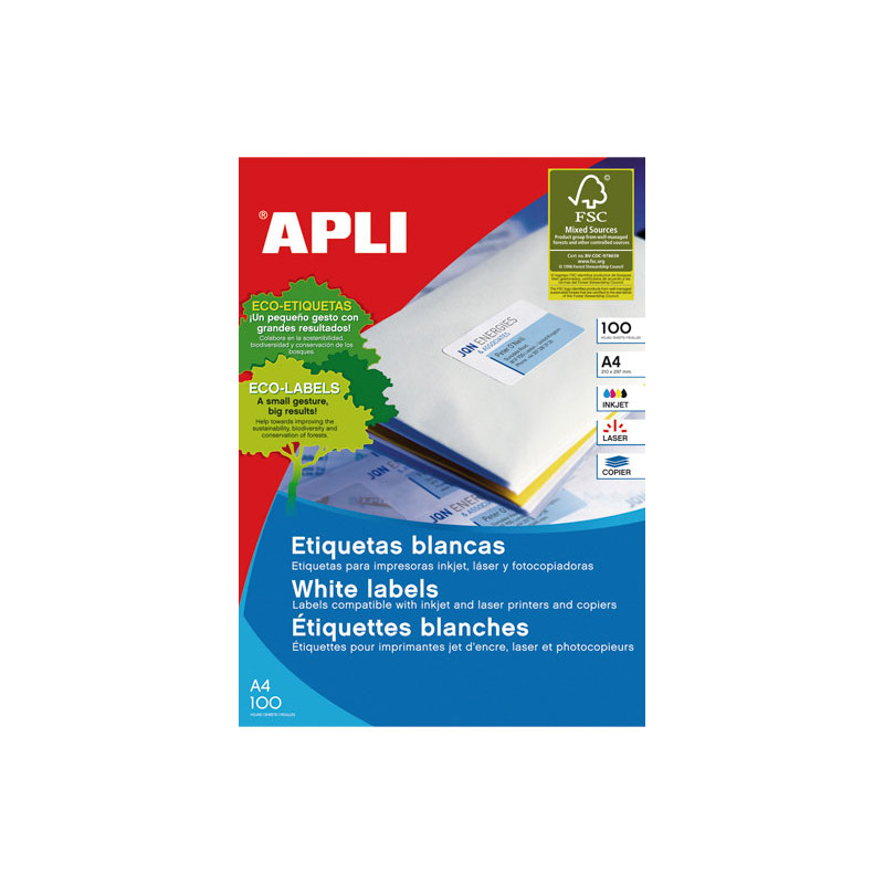 CAJA 100h ETIQUETAS POLIVALENTES APLI 70x71,9mm