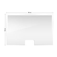 MAMPARA DE PROTECCIÓN METACRILATO TRANSPARENTE HORIZONTAL 90x60x30 CM