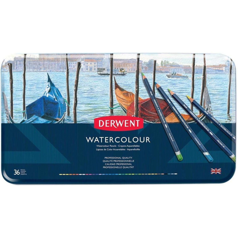 CAJA DE METAL 36 LÁPICES DERWENT "WATERCOLOUR"